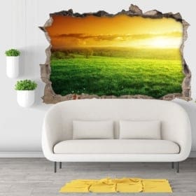 Vinili e adesivi tramonto nel campo di lavanda 3d