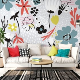 Murales in vinile fiori colorati