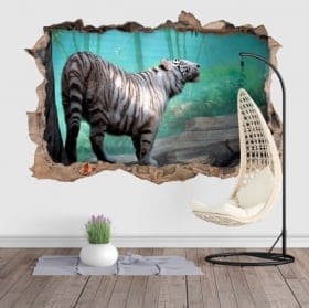 Vinili e adesivi buco muro tigre bianca 3d