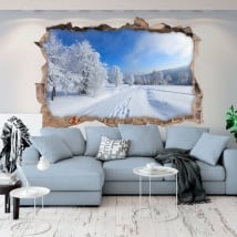 Vinili buco muro natura in inverno 3d