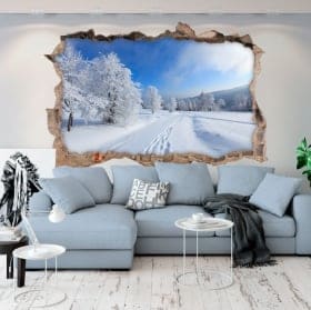 Vinili buco muro natura in inverno 3d