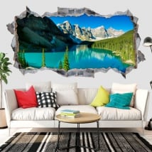 Vinili foro muro 3d panoramica lago morena canada