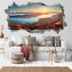Vinili foro muro 3d panorama tramonto norvegese