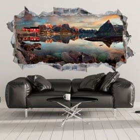 Vinili foro muro 3d panorama tramonto norvegese