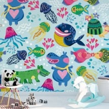 Murales per bambini in vinile animali da decorare