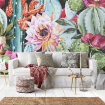 Murales in vinile cactus in acquerello