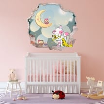 Vinile per bambini buco muro sogni d'oro 3d