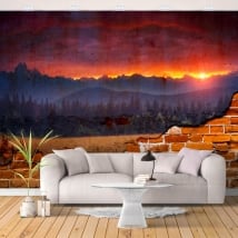 Gigantografie muro rotto tramonto nella natura