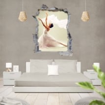 Vinili silhouette donna balletto foro muro 3d