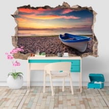 Vinile e adesivi tramonto sulla spiaggia foro muro 3d
