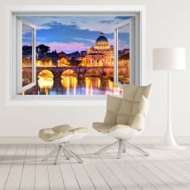 Vinili finestre fiume tevere e vaticano italia 3d