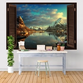 Vinile e adesivi finestra villaggio reine norvegia 3d