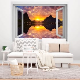 Vinili finestre tramonto nell'alaska 3d