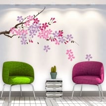Vinile decorativo ramo di un albero con fiori e foglie