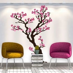 Adesivi e vinili decorativi albero con fiori