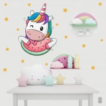 Vinile per bambini unicorno e stelle