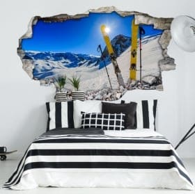 Adesivi murali tramonto nelle montagne nevose 3d