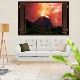 Vinili e adesivi per finestre eruzione del vulcano 3d