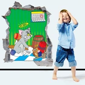 Vinile decorativo 3d gatto e topo tom e jerry