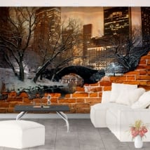 Murales central park di new york effetto muro rotto