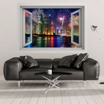 Vinili finestre fuochi d'artificio a dubai 3d