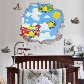 Vinile decorativo per bambini aeroplani 3d