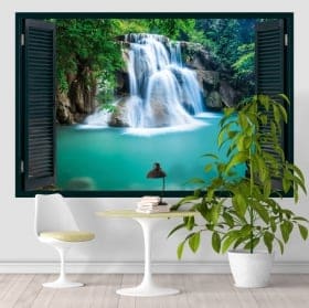 Vinili finestre cascata nella foresta 3d