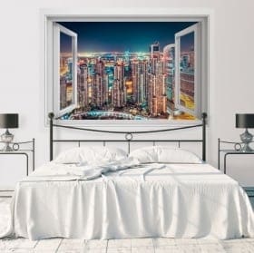 Adesivi murali finestra Dubai marino 3D
