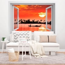 Vinile decorativo tramonto tropicale 3d