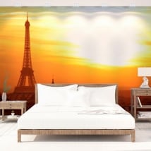 Murales in vinile tramonto a parigi torre eiffel