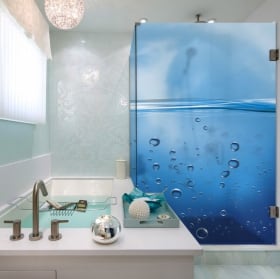 Vinili schermi del bagno tratti blu