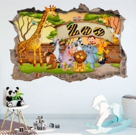 Vinili 3d bambini autobus animali dello zoo