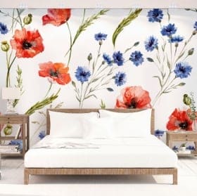 Murales in vinile con fiori da decorare