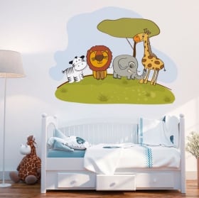 Vinile decorativo animali bambini zoo