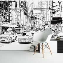 Murales in vinile illustrazione della città