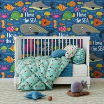 Murales in vinile per bambini mondo marino