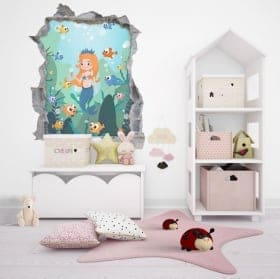 Vinile per bambini principessa foro muro 3d