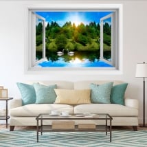 Vinile decorativo cigni sul lago 3d