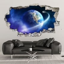 Vinili muri pianeta terra e cometa 3d