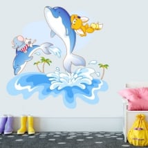 Adesivi in vinile delfini il divertimento dei bambini