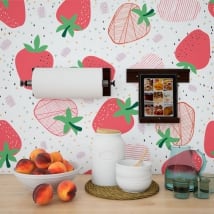 Murales in vinile fragole da decorare