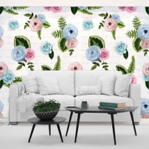 Murales in vinile fiori con frasi