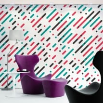 Murales in vinile linee e cerchi di colori