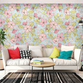 Murales in vinile fiori pareti e oggetti