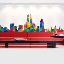 Vinile e adesivi skyline di barcellona