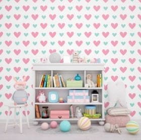 Murales in vinile d'amore cuori colorati