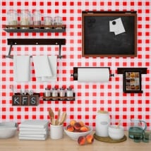 Gigantografie vinili muri cucine quadrati rossi vichy