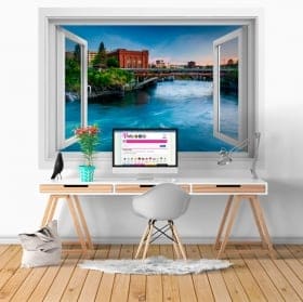 Vinili muri washington fiume spokane finestra 3d