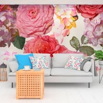 Murales in vinile con fiori di ortensia