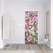Vinile per porte fiori di tulipani